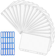 20 confezioni di fodere per mappe A5, fodere per mappe A5 con 6 fori, fodere trasparenti A5, coperture per mappe A5 acqua-resistenti, coperture per mappe A5 economiche, coperture per mappe A5 adatte per quaderni, fogli di carta, francobolli e ricevute.