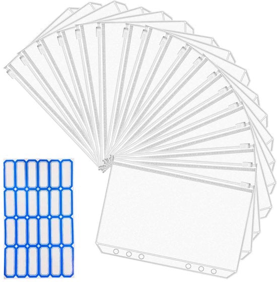 20 confezioni di fodere per mappe A5, fodere per mappe A5 con 6 fori, fodere trasparenti A5, coperture per mappe A5 acqua-resistenti, coperture per mappe A5 economiche, coperture per mappe A5 adatte per quaderni, fogli di carta, francobolli e ricevute.