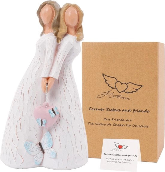 Figura di amicizia tra sorelle, angelo protettore, migliore figura di amicizia, 16 cm, figura modellata a mano con decorazioni pittoriche, regalo per sorelle per mostrare la tua amicizia eterna