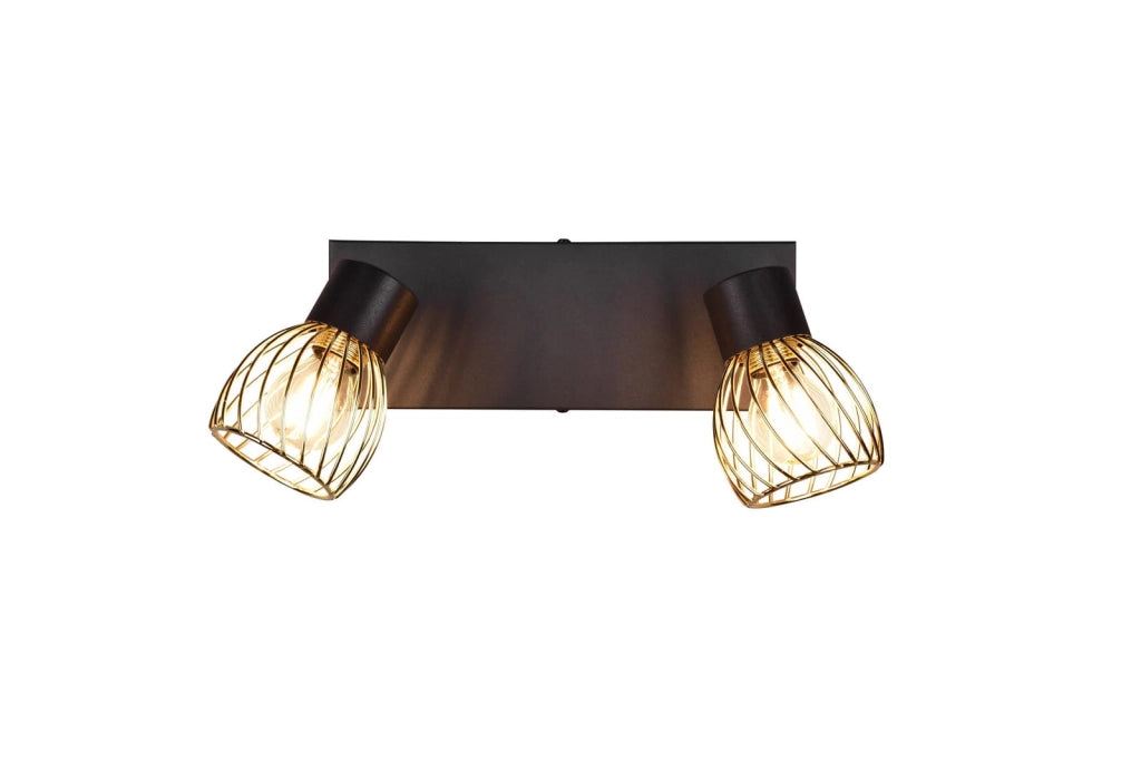 Faretto da parete RL ARDON nero/oro 2xE14 dimmer metallo