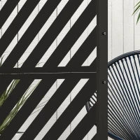 Divisore da Giardino, Design con Forme Geometriche, Metallo, 122 x 45 x 198 cm, Nero