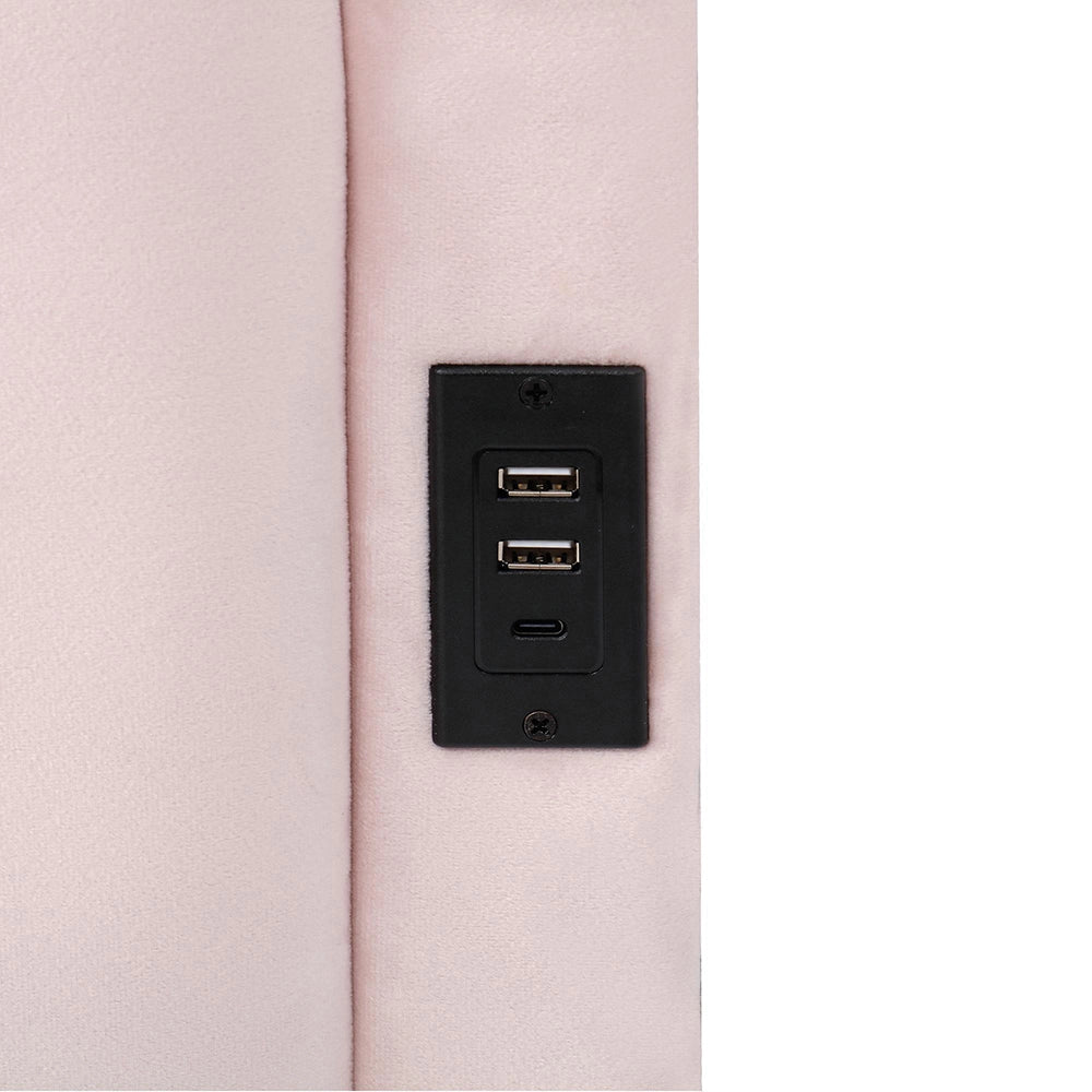 Letto Singolo Divano 90x200cm - Xylo - con Rete, USB, Velluto Rosa