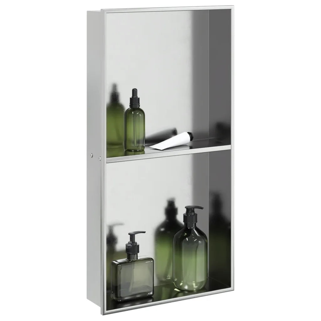 Nicchia per Doccia Argento Spazzolato 32x62x9cm in Acciaio Inox CFW3334366