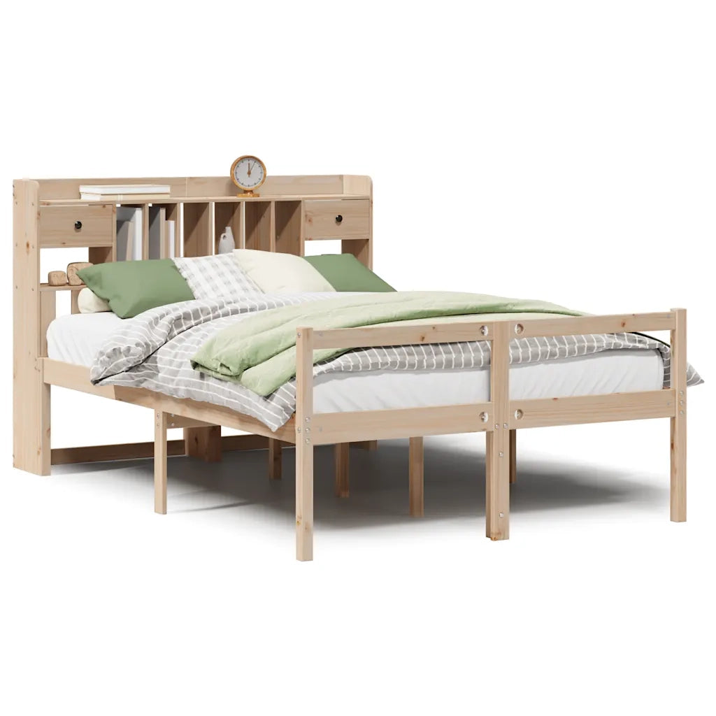 Letto Libreria senza Materasso 140x190 cm in Legno di Pino