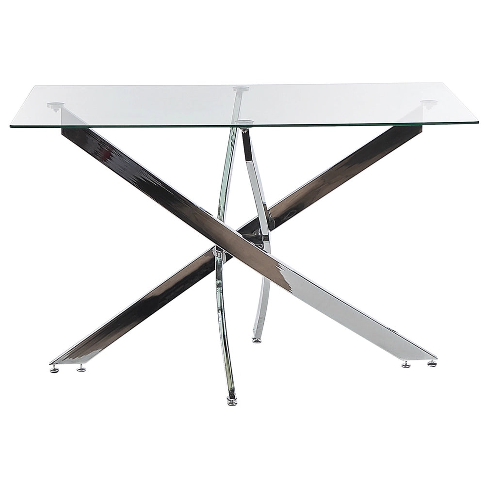 Tavolo da pranzo Piano in vetro temperato argento Rettangolare 120 x 70 cm Capacità 4 persone Design moderno
