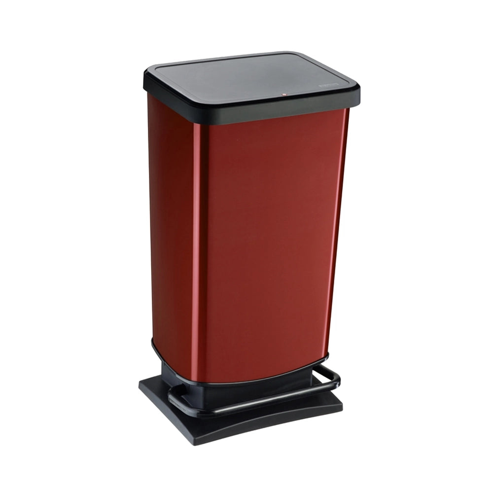 Rotho Paso Pattumiera 40l con Pedale e Coperchio, Plastica PP senza BPA, Rosso, 35.3 x 29.5 x 67.6 cm