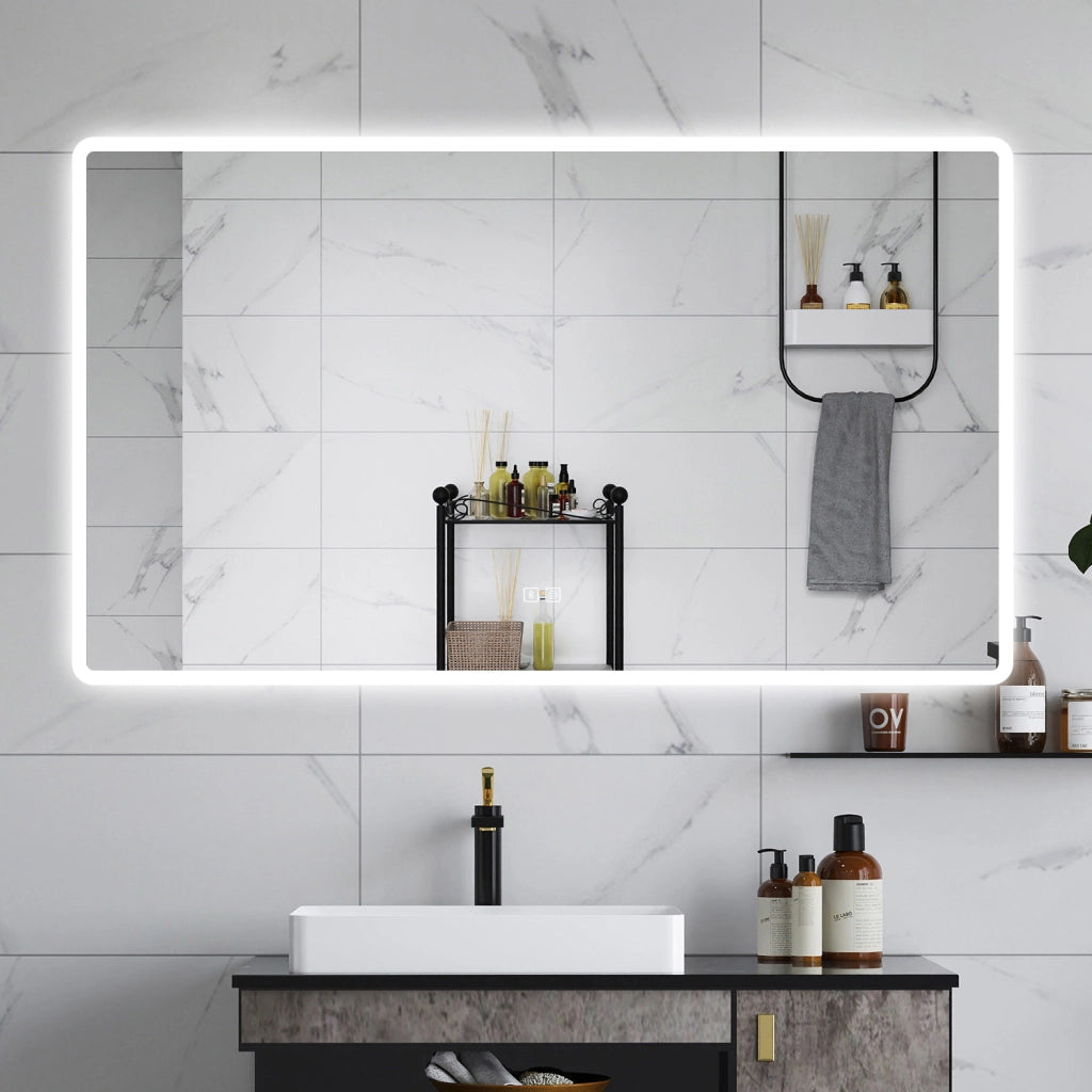 AICA Specchio da bagno  70 x 120 cm, dimmerabile, Blue tooth, Funzione Memoria, antiappannamento, 3 colori