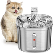 Fonte di acqua automatica per gatto - 2,2 Litri - Silenziosa - Con 3 Filtri diversi per la migliore qualità dell'acqua - Acciaio inossidabile
