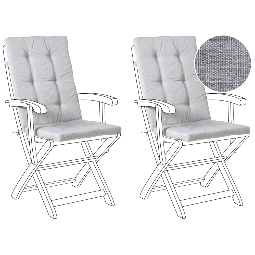 Set di 2 cuscini per sedute e schienale da esterno con lacci grigio melange stile elegante giardino