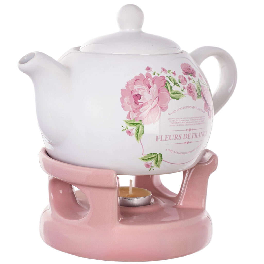 Teiera KADAX con scaldavivande, 1 litro, in ceramica, ideale come regalo.