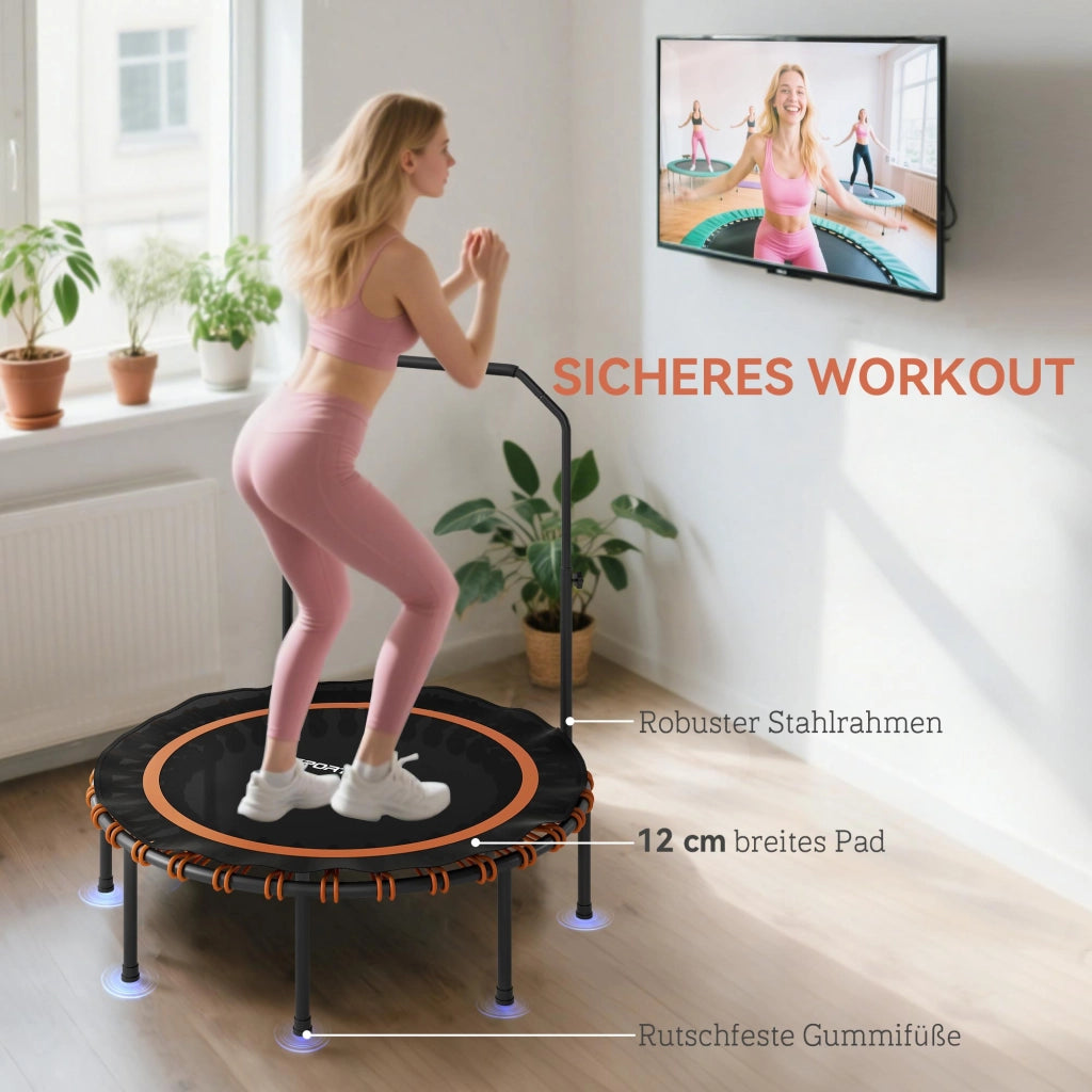 Trampolino Fitness con Maniglia Regolabile ¨C Xylo ¨C Acciaio e Plastica, Arancione