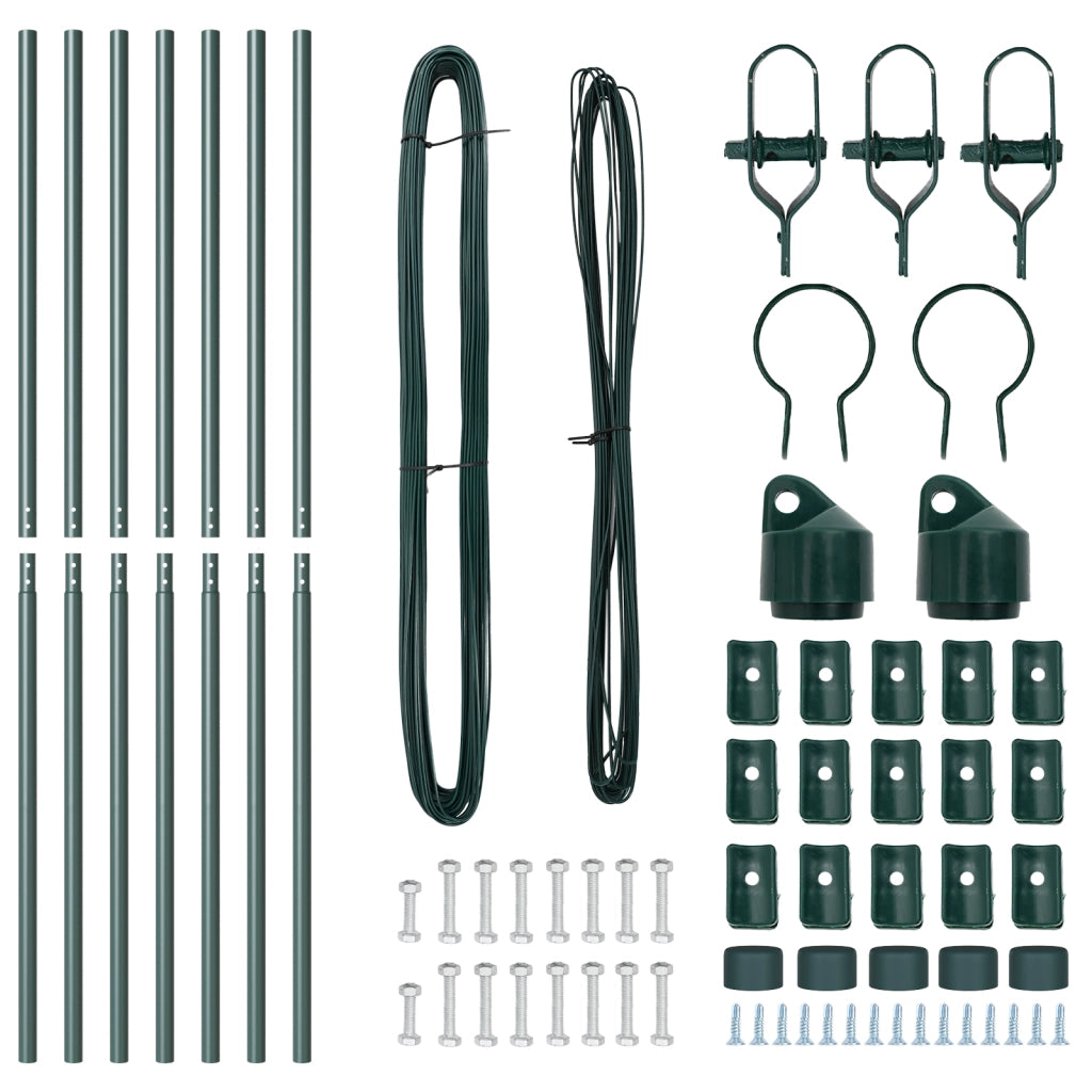 Pilastri per recinzione 7 pz Verde Ã˜32 mm 210 cm Acciaio zincato