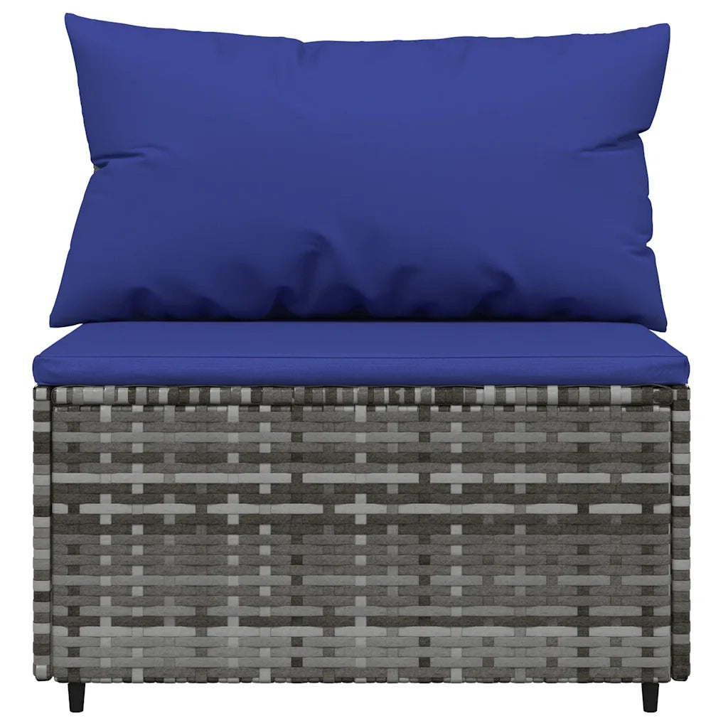 Set Divani da Giardino 3 pz con Cuscini in Polyrattan Grigio 319844