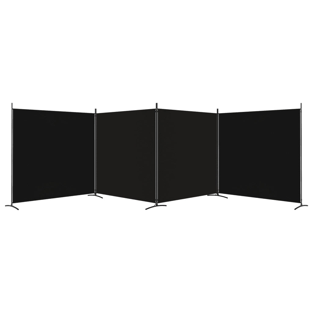 Divisorio a 4 Pannelli Nero 698x180 cm in Tessuto 350285