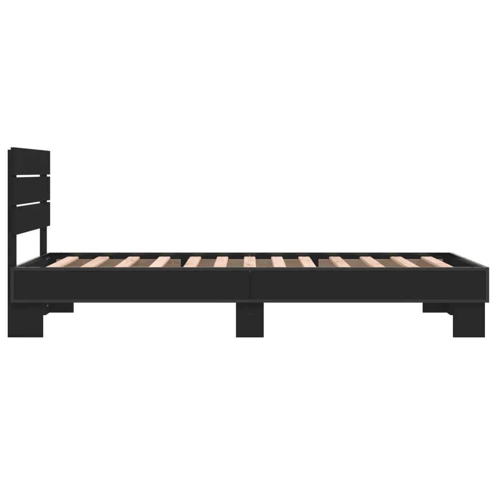 Giroletto Nero 90x200 cm in Legno Multistrato e Metallo