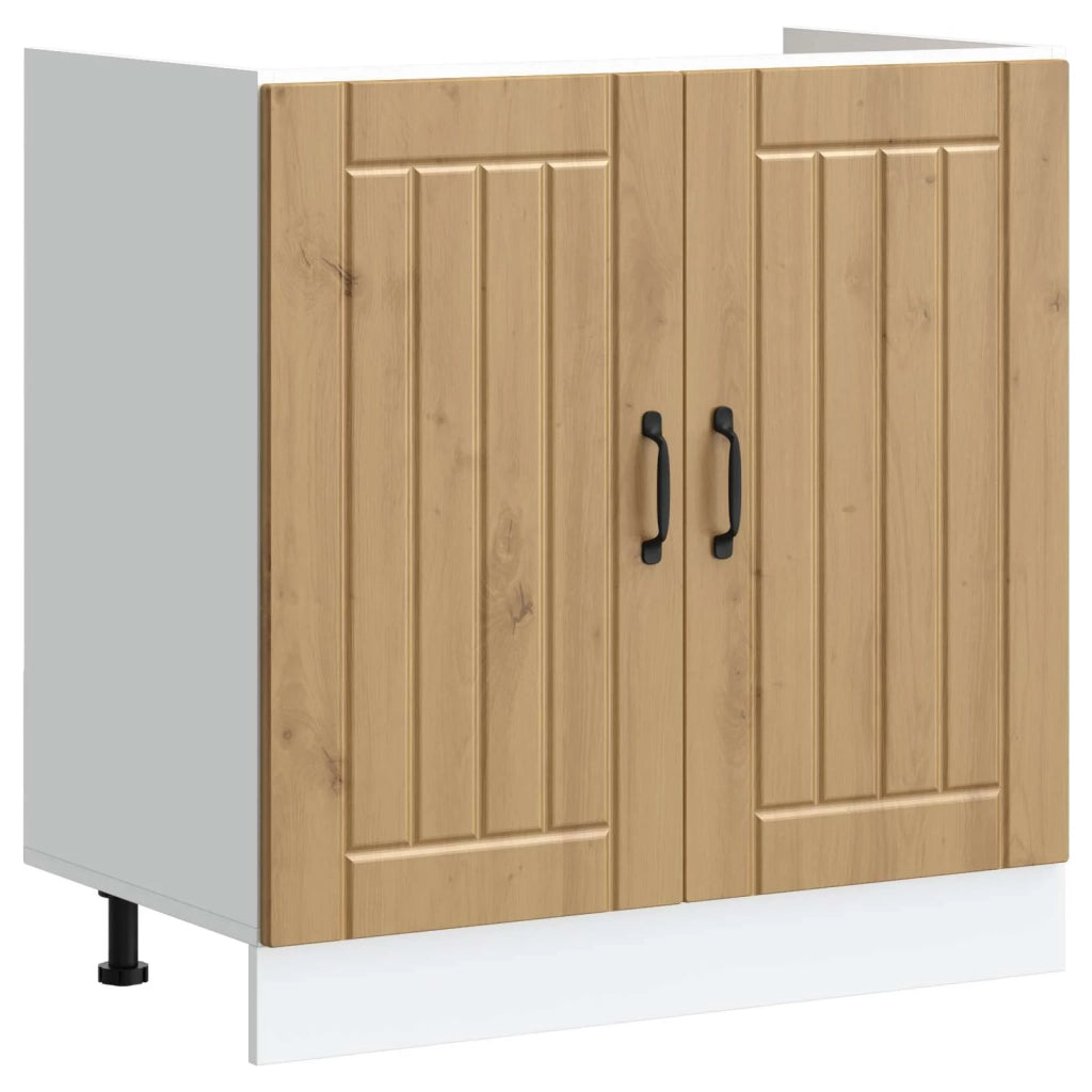 Mobiletto per lavabo con porta Lucca 2 pcs Rovere artigianale 3315020