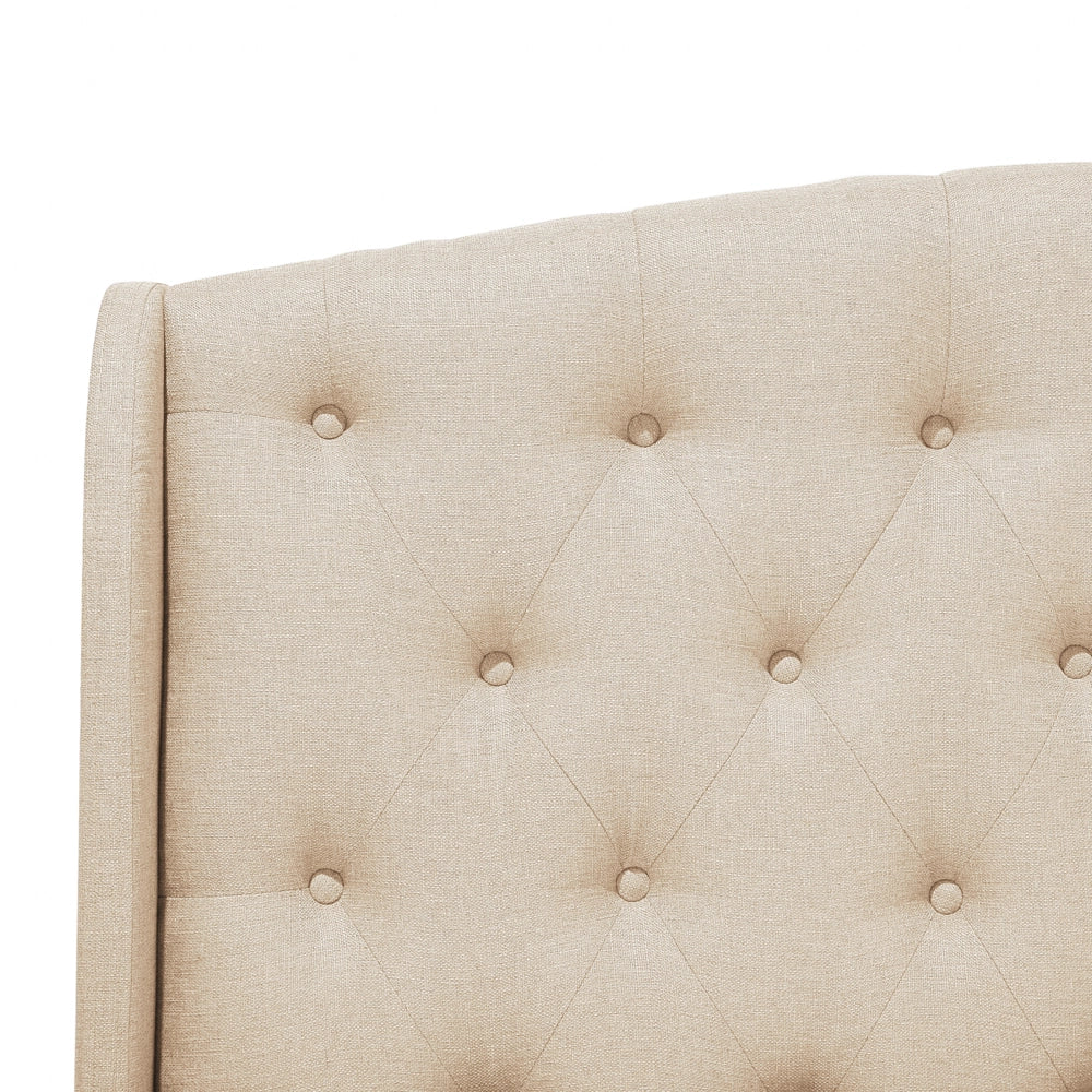 Letto a doghe Tessuto in poliestere beige Poggiatesta imbottito trapuntato 160 x 200 cm Design moderno