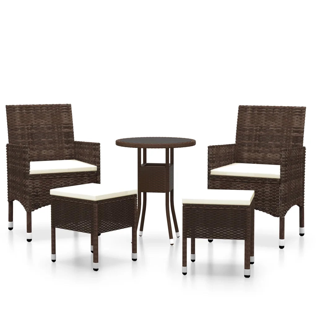 Set Divani da Giardino 5 pz in Polyrattan Marrone 3058471