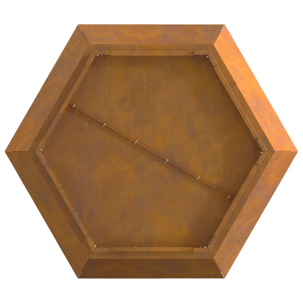 Focolare Esagonale 75x75x28 cm Acciaio Invecchiato