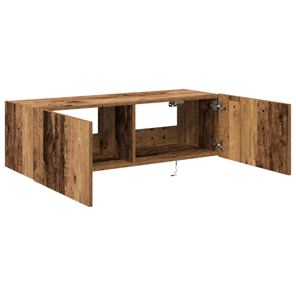 Mobile da TV  con luci LED in legno vecchio 100x35x31 cm