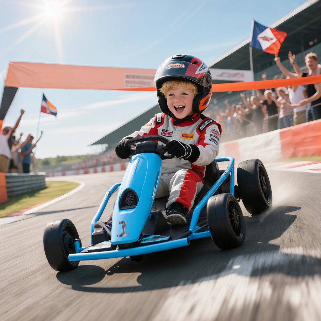 Kart Électrique pour Enfants 24 V Go Kart Mode Drift 8 à 12 ans Bleu