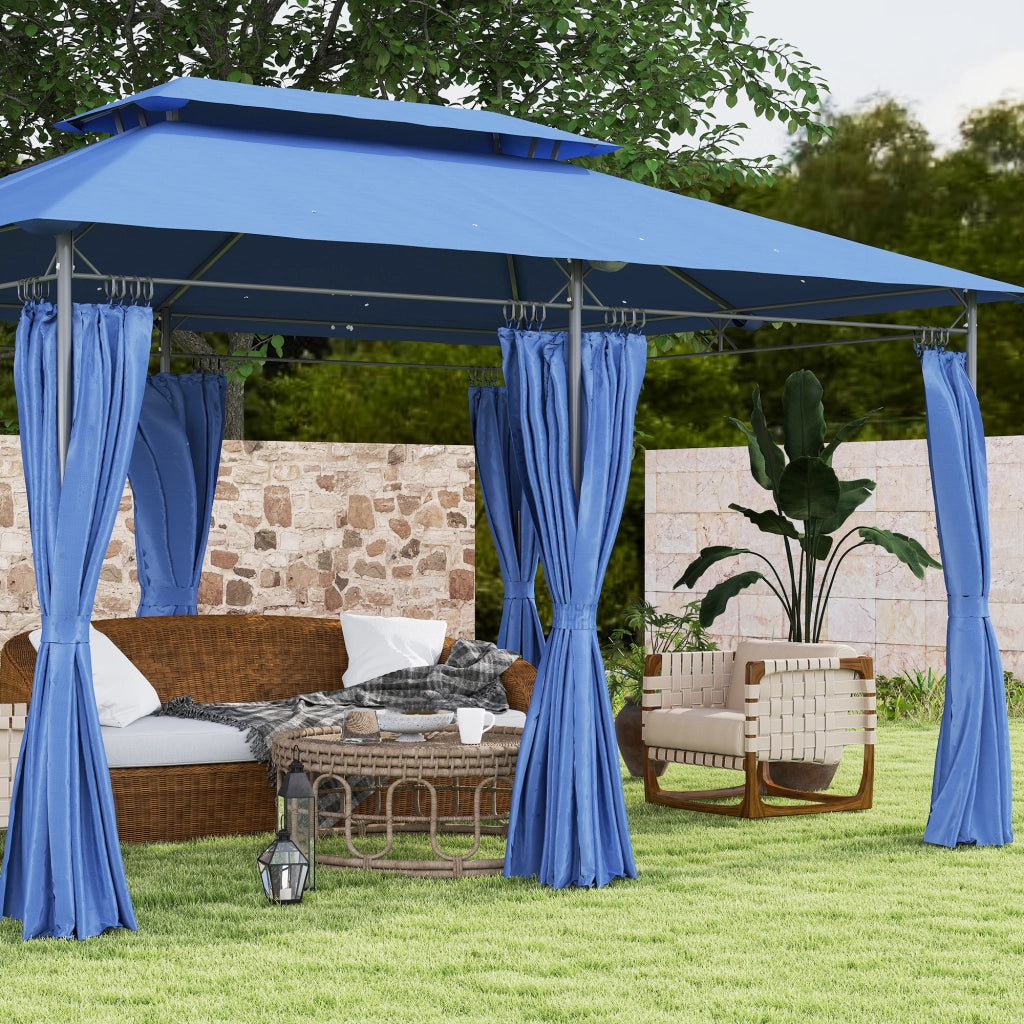 Tenda da giardino 3x4m con 6 tende amovibili ¨C zephmum ¨C blu scuro