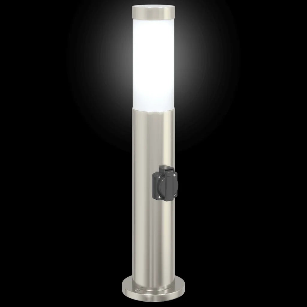 Lampada a paletto con presa elettrica 50 cm Acciaio Inox IP44 4006011