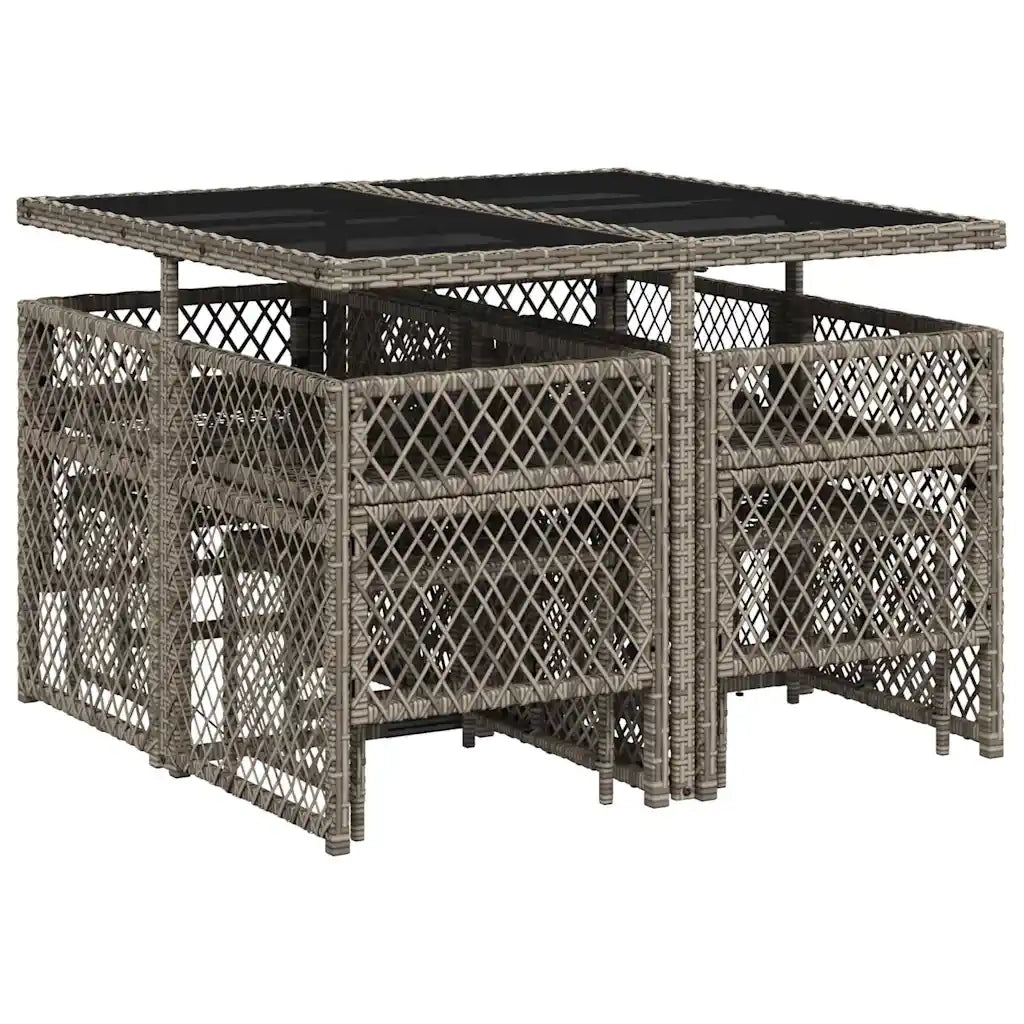Set da Pranzo da Giardino 9 pz con Cuscini in Polyrattan Grigio 3210776