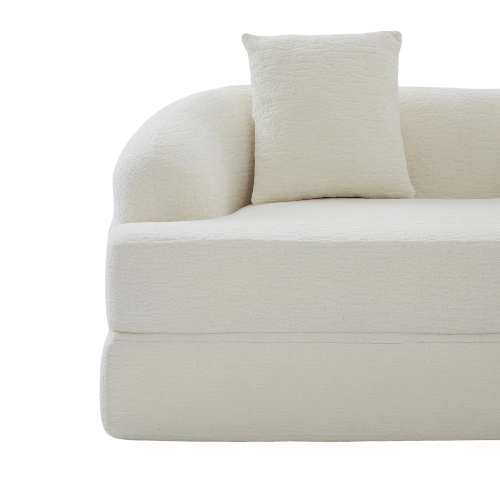 Divano letto a 2 posti pieghevole in chenille beige, multifunzionale per soggiorno e camera ospiti