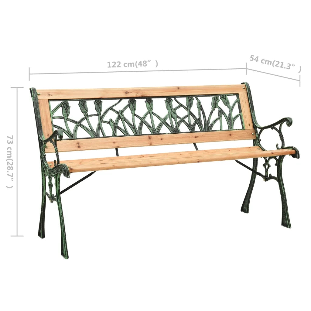 Panchina da Giardino 122 cm in Ghisa e Legno Massello di Abete 312031