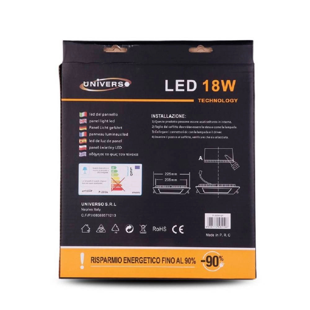 Trade Shop - Pannello Led Slim 18w Incasso Quadrato In Pvc Luce Caldo Freddo Naturale P205aq - -bianco Caldo      -