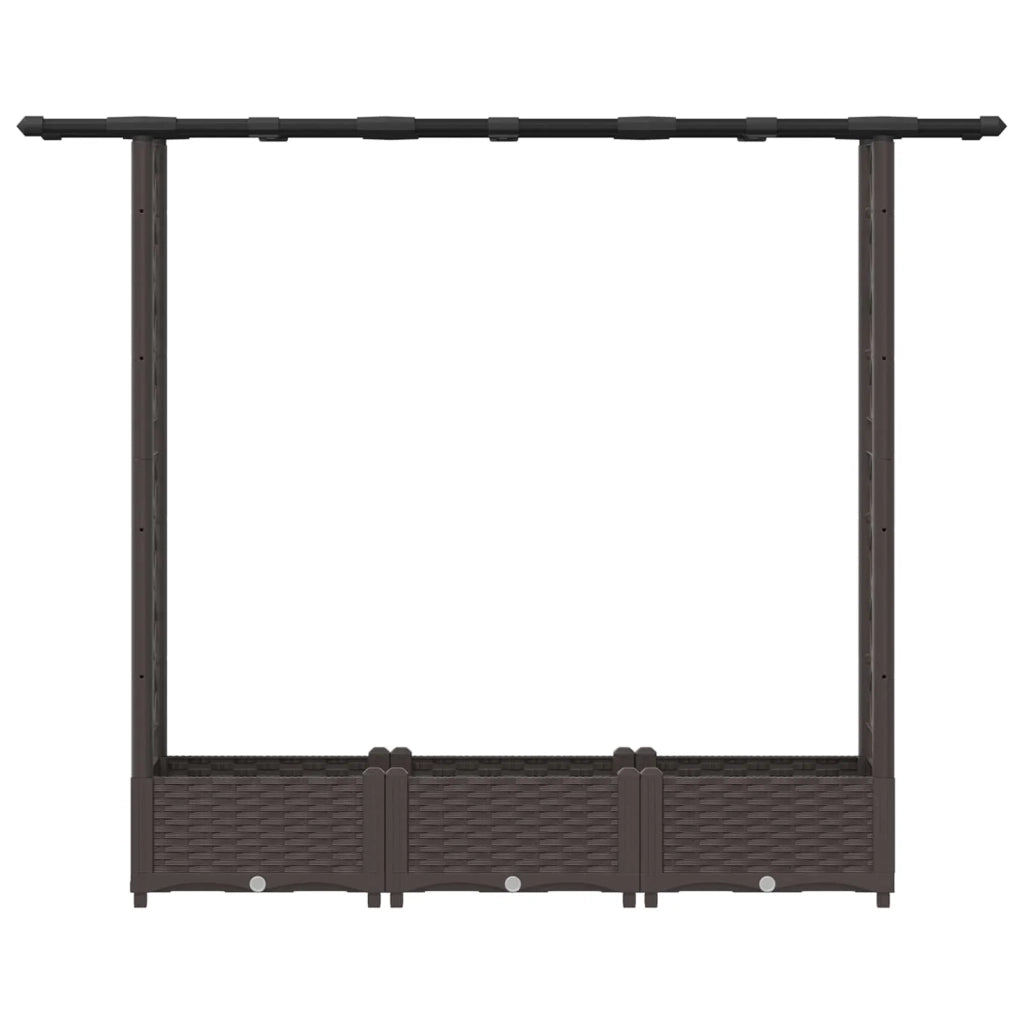 Letto Rialzato con Griglia e Tetto Marrone 164 x 40 x 123 cm PP 42032516