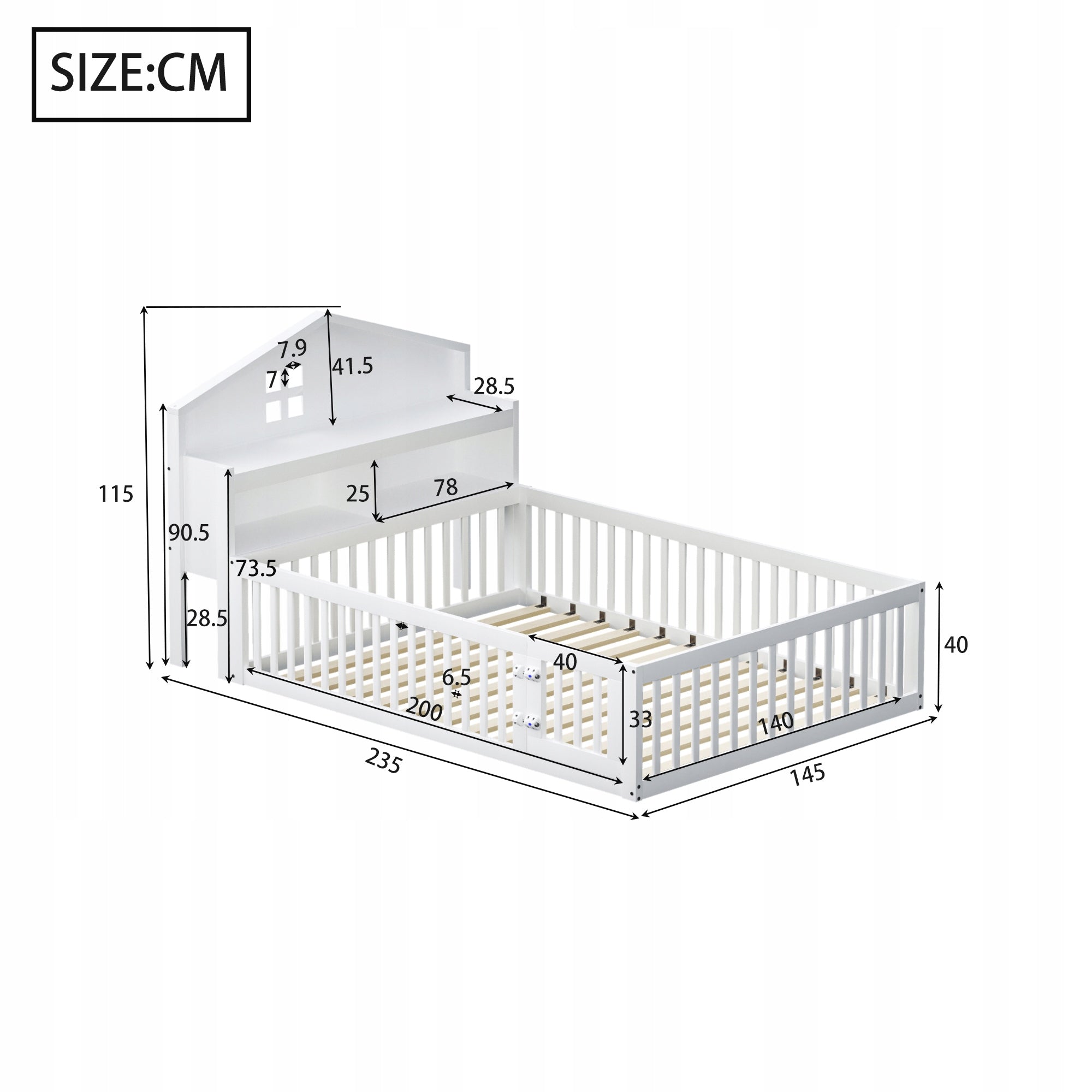 Letto singolo per bambini - Xylo - 140x200 - Bianco - Con cassetti
