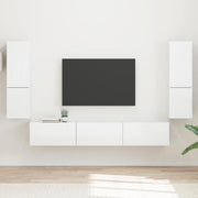 Set mobile TV 4 pcs Bianco Lucido Legno multistrato