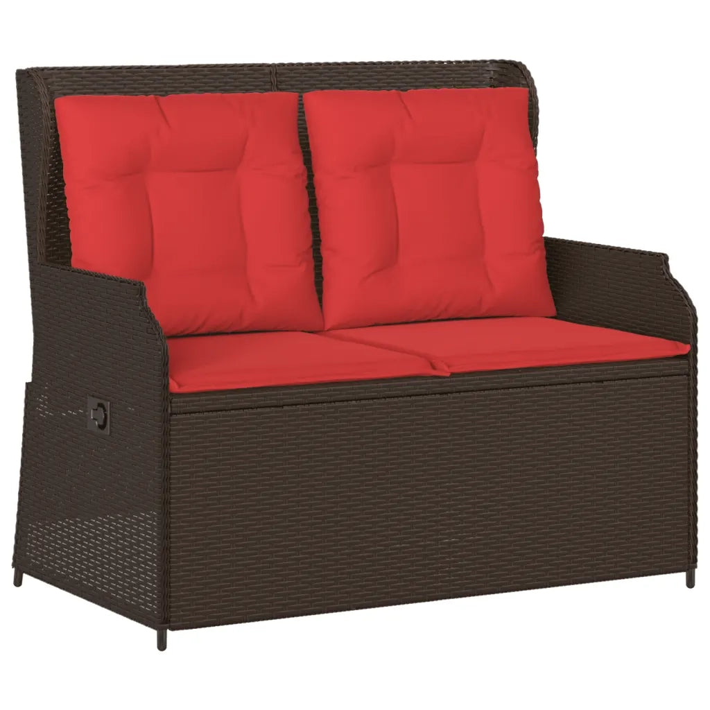 Panchina da giardino reclinabile con Cuscini in Polyrattan Marrone 368961