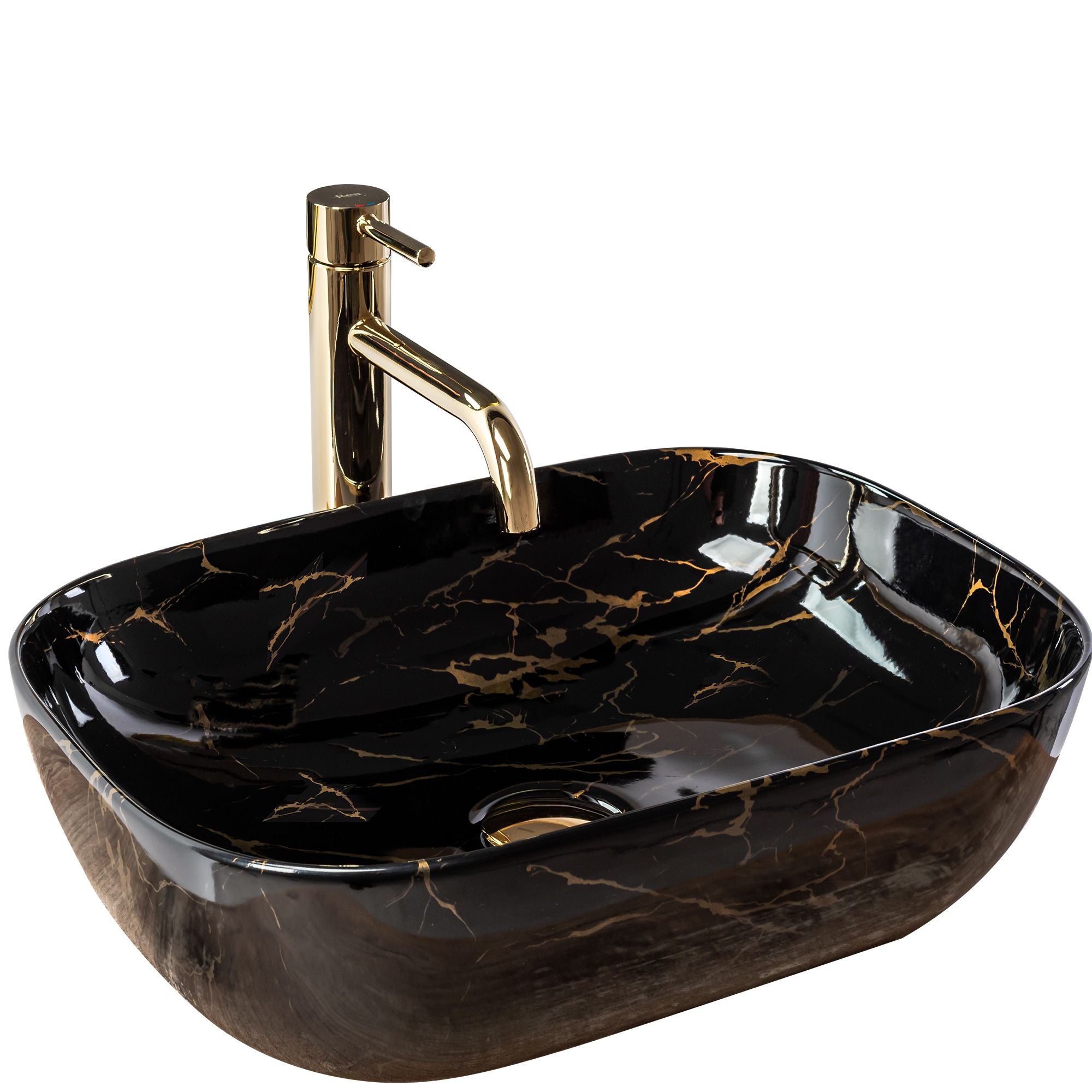 Lavabo Da Appoggio Rea Belinda Black Marble Shiny