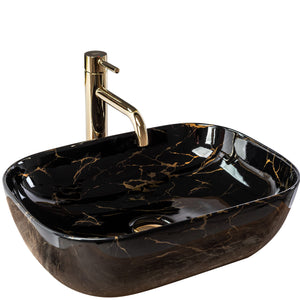 Lavabo Da Appoggio Rea Belinda Black Marble Shiny