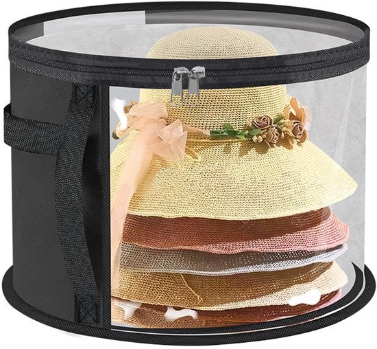 Organizzatore di cappelli pieghevole - Scatola di appoggio per cappelli - Cassetta per cappelli rotonda - Organizzatore di cappelli stivabile - 42*42*26cm