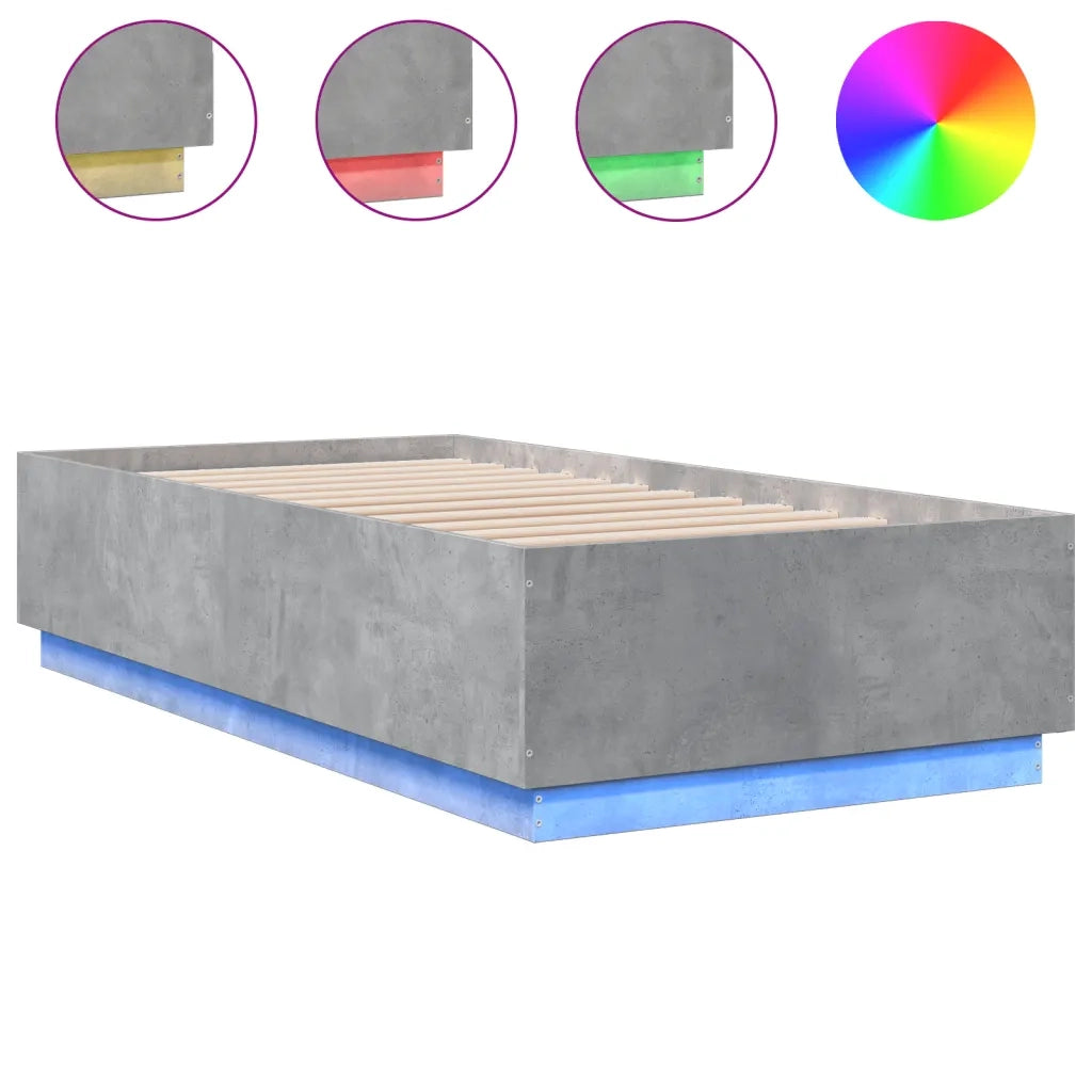 Giroletto Luci LED Grigio Cemento 90x190cm in Legno Multistrato 3209663