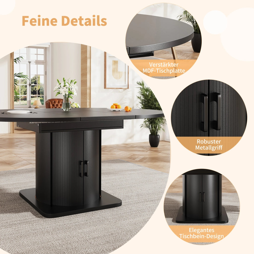 TAVOLO ALLUNGABILE 118-158 x 118 x 76 cm MDF Nero