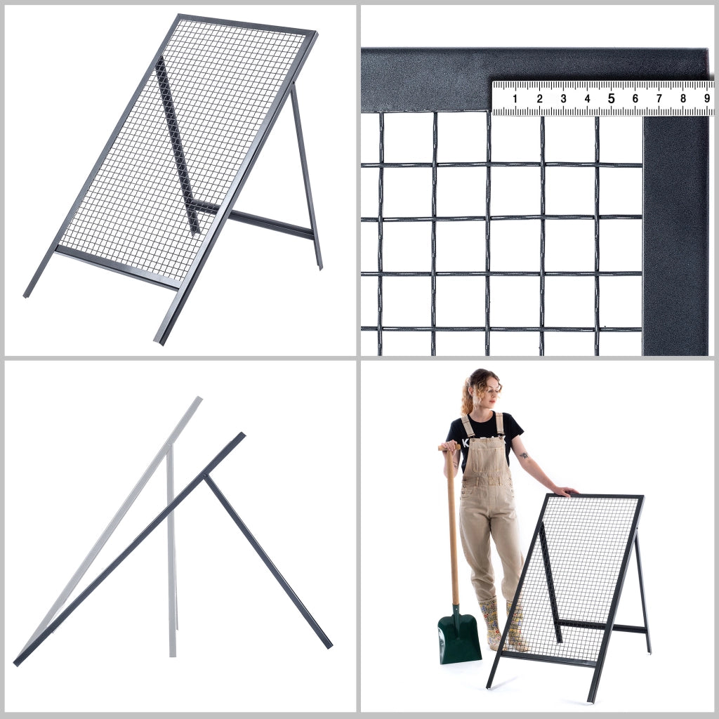 Setaccio da costruzione KADAX per sabbia, terra, muratura, 120x60 cm, ghiaia, maglia 20 mm