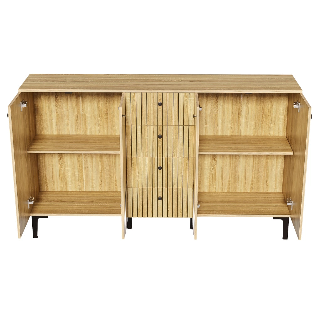 Credenza con 4 Ante e 4 Cassetti; Design Moderno; in Pannello Truciolare; 160??36??94 cm; Legno