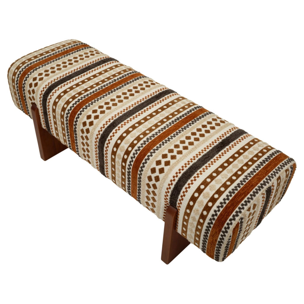 Panca etnica multicolor con struttura in legno