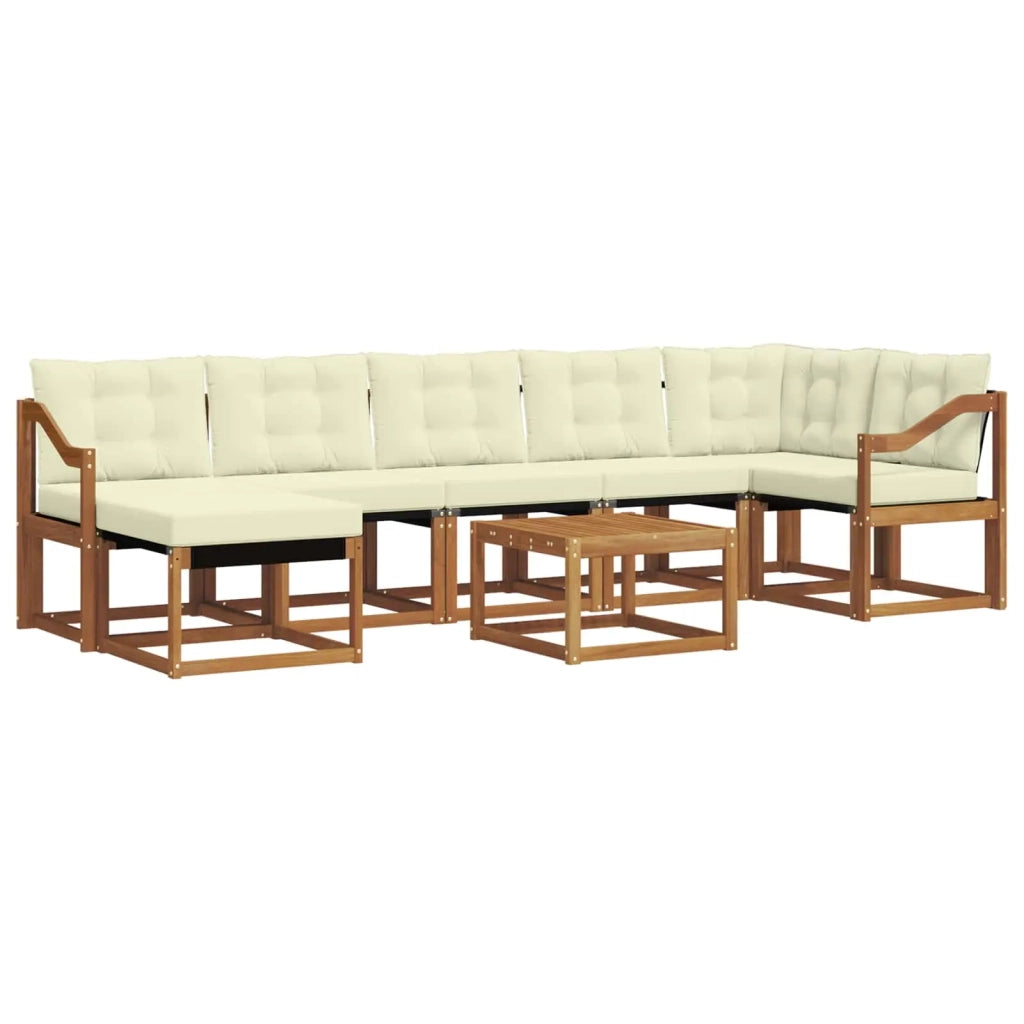 Set di divani da esterno con cuscino 8 pcs Naturale e Crema