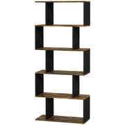 EasyComfort Libreria Moderna Asimmetrica a Parete con 5 Ripiani in Legno, 70x29.5x163cm, Marrone Rustico