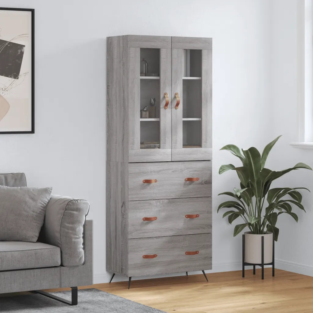 Credenza-Buffet-Armadio da cucina Grigio Sonoma 69,5x34x180 cm in Legno Multistrato 654309