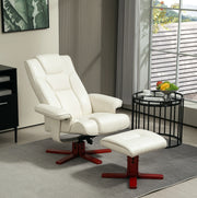 Poltrona relax reclinabile con poggiapiedi, crema