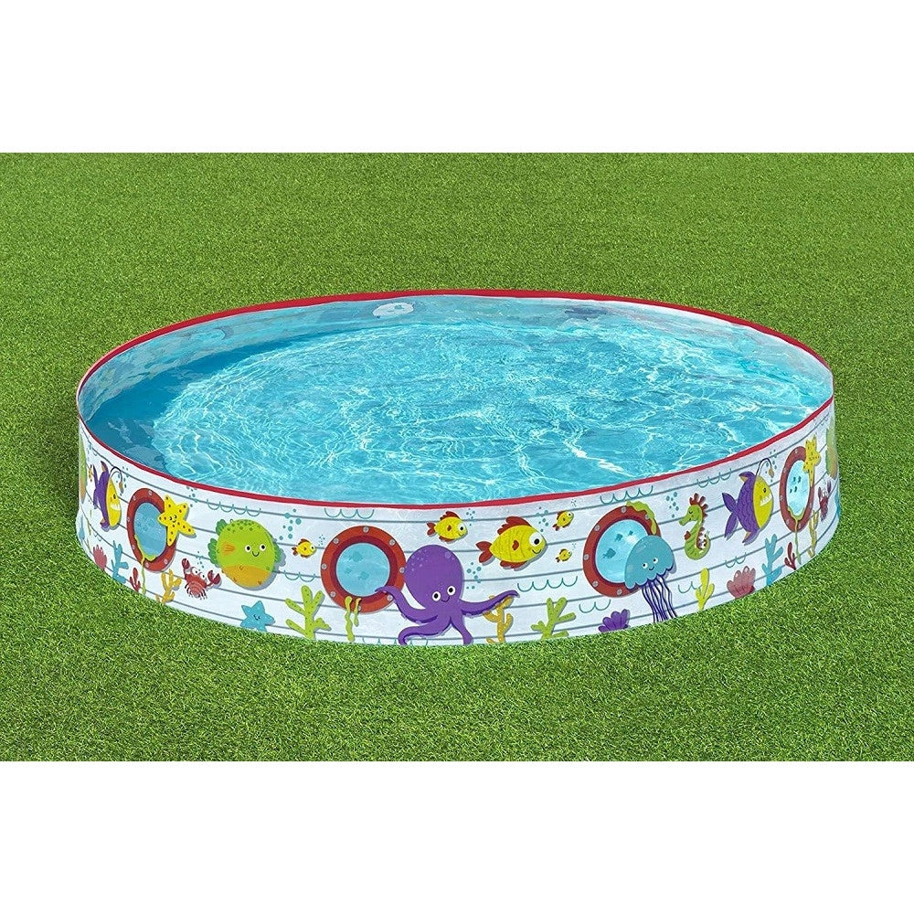 Trade Shop - Piscina Piscinetta Rigida Per Bambini Fantasia Marina 2 Anni+ 152 X 25 Cm 55029 -