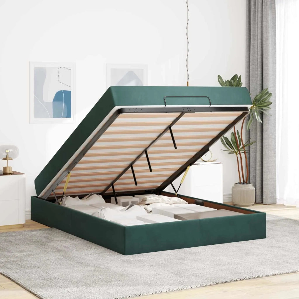 Struttura letto con materasso con materasso 2 pcs Verde Velluto