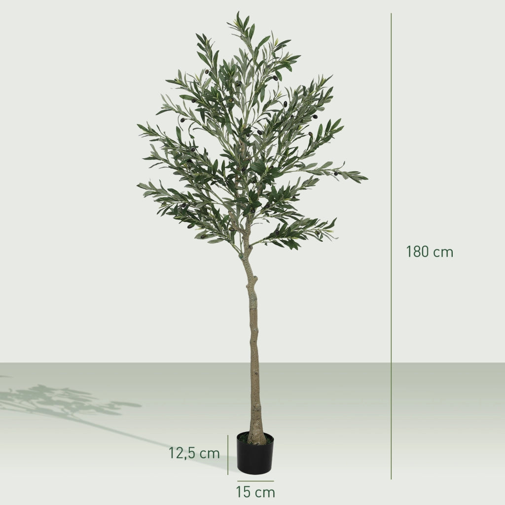 Albero di Olivo Artificiale ¨C Xylo ¨C 180cm con 900 Foglie e 40 Olive in Vaso Verde